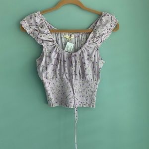 Lavender Floral Off the Shoulder Blouse